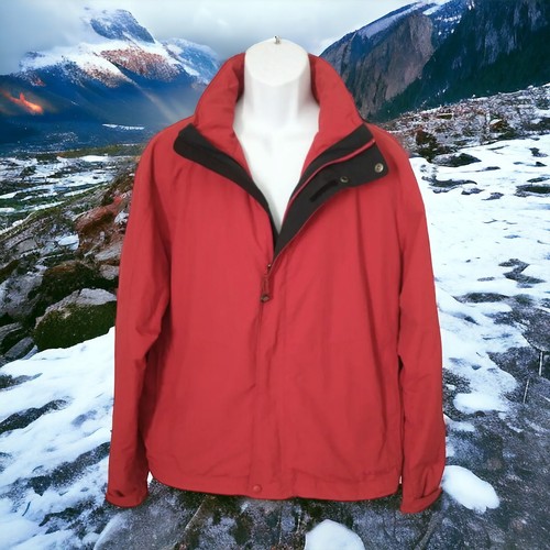 LL Bean Mens Coat L Vintage Jacket Parka 90s Red All Conditions Nylon Hood OBCY9 - Picture 19 of 22
