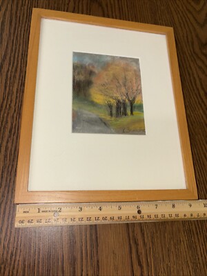 Signed Original Brunelle Framed Fall Leaf Leaves Changing Pastel or Mixed Media?