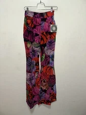 NEW La Fuori Womens Floral Pants Size S Embellished 100% Silk