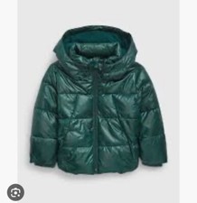NWT Gap Toddler Blue Recycled Shine Hooded Puffer Jacket - Size 2T Retail 88