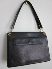 Saks Fifth Ave Black Grained Cowhide Double Handle Frame Handbag France Rt $995
