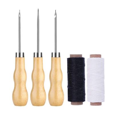 Leather Sewing Awl Waxed Thread Hand Stitching Tools Kit Shoes Repair DIY Craft