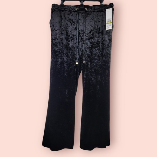 Calvin Klein Women’s Size 14P Black Crushed Velvet Pants w Side Pockets