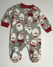 Carters Santa Gray Fleece Footed Sleeper - Size 3M - NEW
