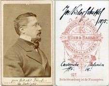 NOVELIST Joseph Victor von Scheffel autograph, Carte de visite signed verso