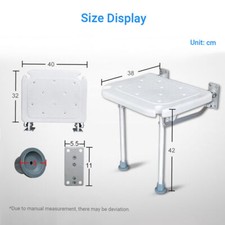 Wall Mounted folding Shower Seat Folding with Drop Down Legs  Elderly Disabled