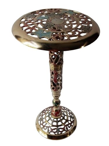 New Hand Crafted Elegant Work & Meenakari patterrn Brass Stool Table 50 cm - Picture 1 of 4