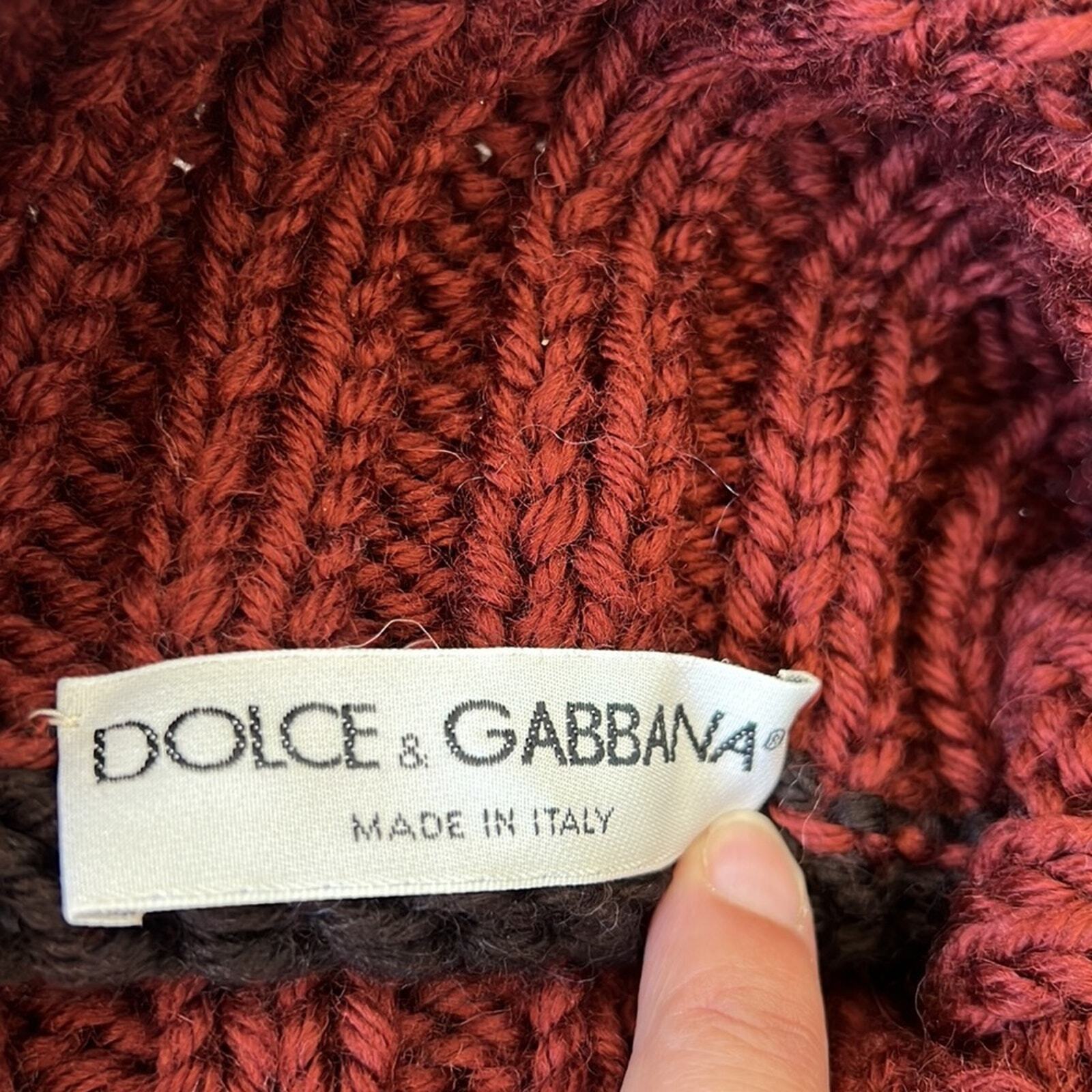 Dolce & Gabbana, Men’s XL, Super Chunky Knit Turtle Neck Striped Wool Turtleneck image 8