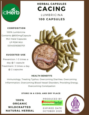 [idHerb] Kräuter KAPSELN Lumbricina Cacing Natürliche Bio Kräuter
