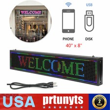 LED Sign 40" X 8"  Scrolling Message Display Board 7 Color Programmable