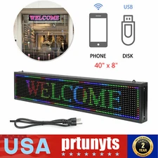 LED Sign 40" X 8"  Scrolling Message Display Board 7 Color Programmable