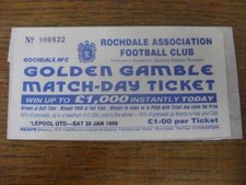30/01/1999 Matchday Lottery Ticket: Rochdale v Hartlepool United