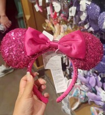 Disney.Parks Minnie Ears Hot Pink Bow Magenta Orchid Sequin Headband 2026