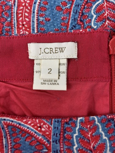 J. Gonna a matita Crew n. 2 cotone colorato rosso blu lunghezza ginocchio, foderata, taglia 2 - Foto 4 di 6