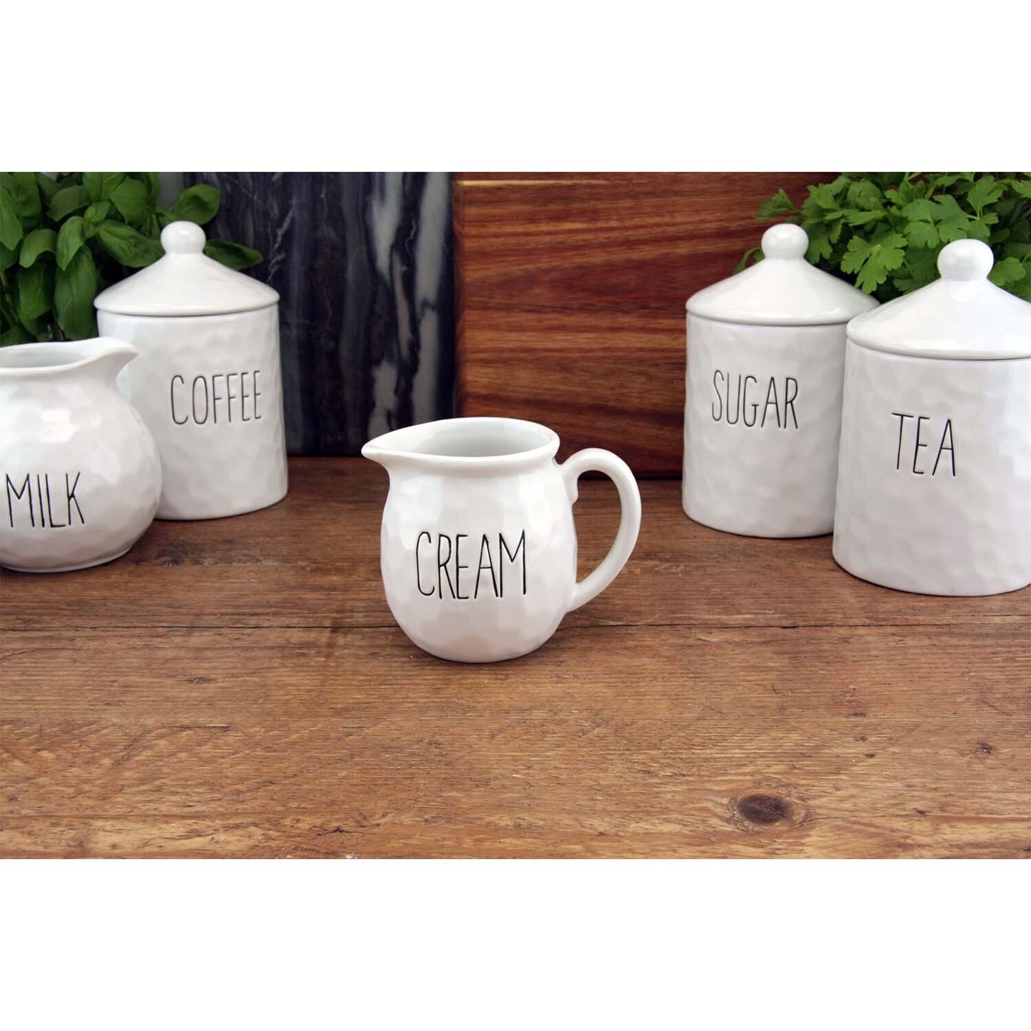 Ceramic Cream Jug White Dimples Milk Jar with Handle Container Kitchen