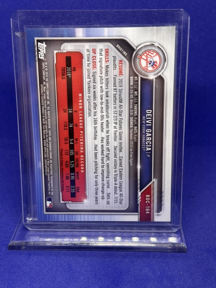 2019 Bowman Chrome Draft Sapphire Edition - Green #BDC-164 Deivi Garcia /99 (RC) - Image 2 of 2