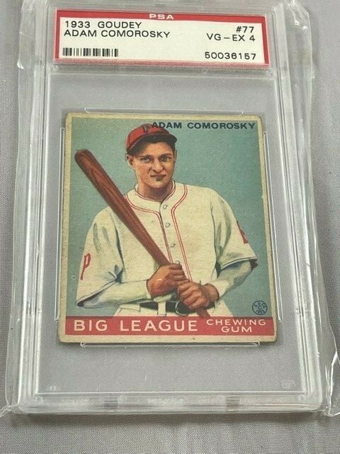 1933 GOUDEY #77 ADAM COMOROSKY PITTSBURGH PIRATES PSA VG-EX 4 BASEBALL CARD.