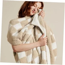  Checkered Throw Blanket - Super Soft Throw (50" x 60") 01 - Checkered Beige