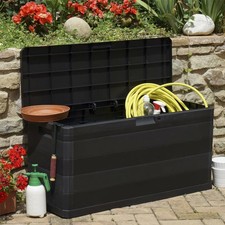 Baule Contenitore Multiuso 280L Grigio Multibox Esterno Giardino Elegance Nero
