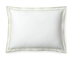 Lauren Ralph Lauren Spencer Border Sateen Standard Pillow Sham White Sage New