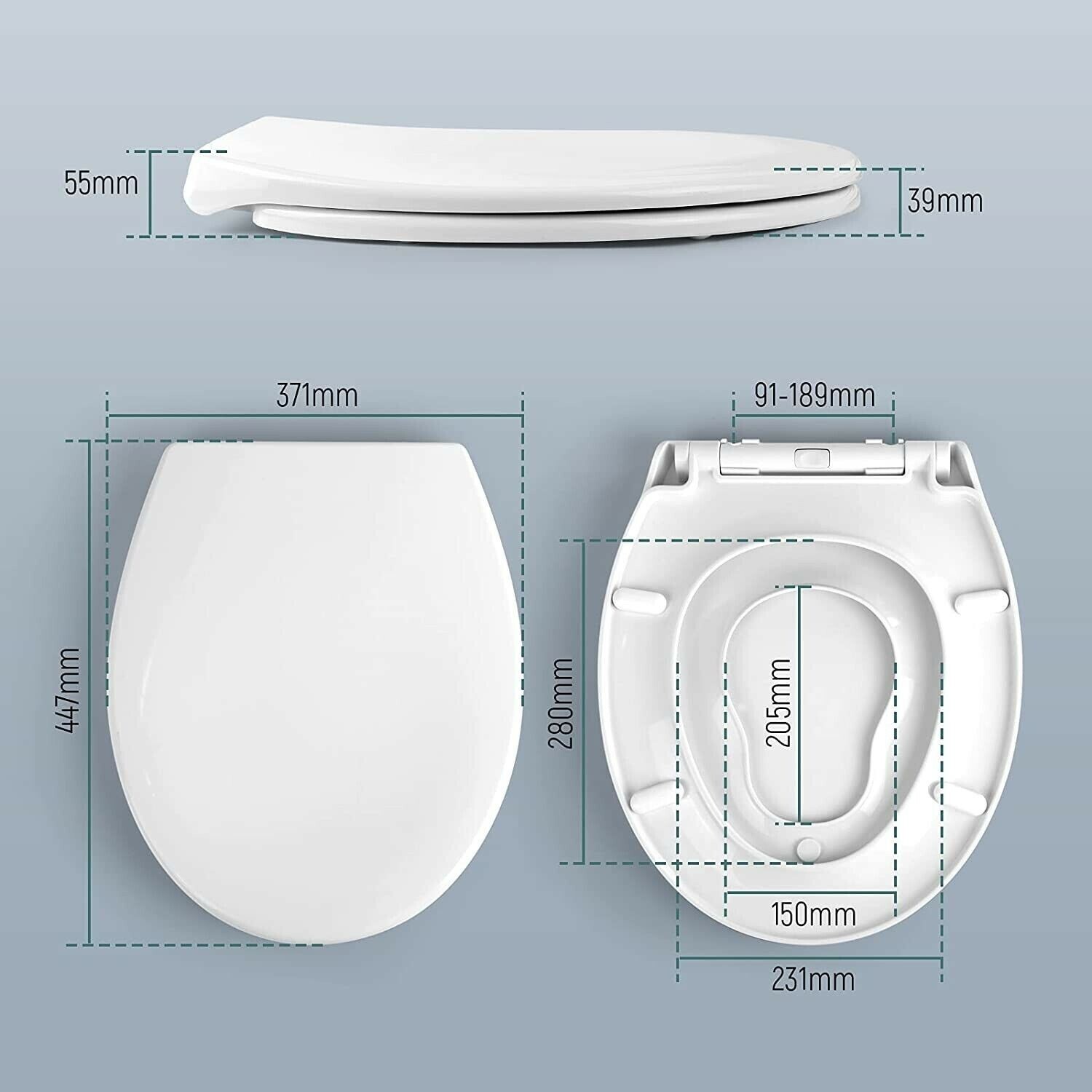 2 in 1 Non Slip OVAL FAMILY Toilet Seat Child Training Soft Close O