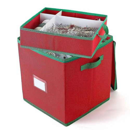 Christmas Bauble Storage Box Two Handles Carrying Bag Xmas Storage Container - Picture 5 of 5
