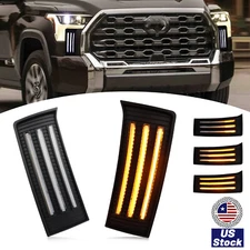 LED Daytime Running Lights Front Fog Turn Signal DRL For Toyota Tundra 2022-2024