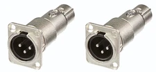 2 Neutrik NA3MDF 3 Pin Mic XLR Male to Female Adapter Feed / Pass Thru Converter