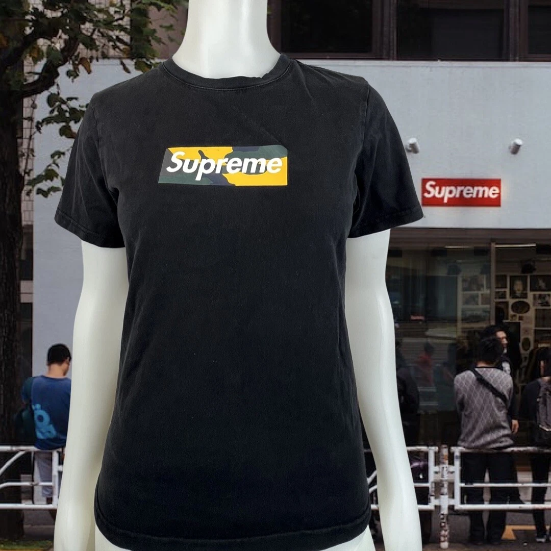 Preowned Supreme Black Camo Box Logo T-Shirt Adult Size Medium Tee Rare READ!