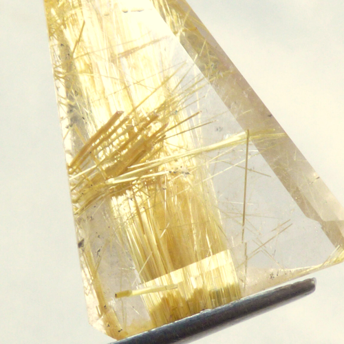 Golden Rutile Quartz Cabochon Triangle Facet Gemstone A Grade 25.5mm 18.7Ct - Picture 14 of 15