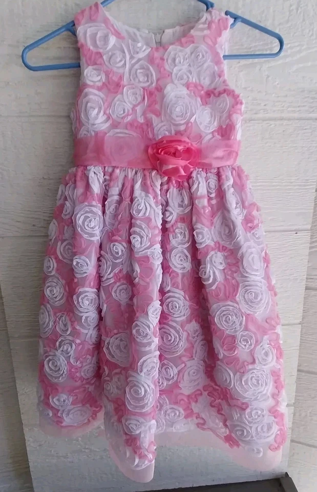 Vestido Formal Jayne Copeland Niño Pequeño Talla 5 Rosa y Blanco Excelente Estado Foto 2 de 4