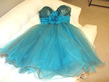 SHERRI HILL WOMENS DRESS AQUA BROWN PROM