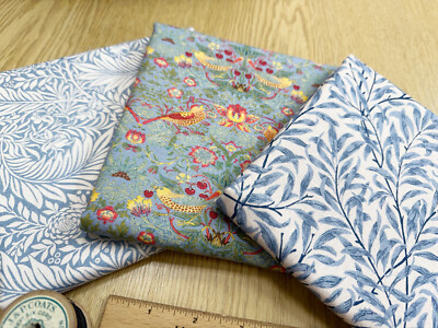 FAT QUARTER STOFFPAKET William Morris Azure Blue Floral Bird Print Stoff