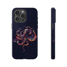 For iPhone / Galaxy / Pixel   Orange Blue Octopus Cephalopod Phone Case