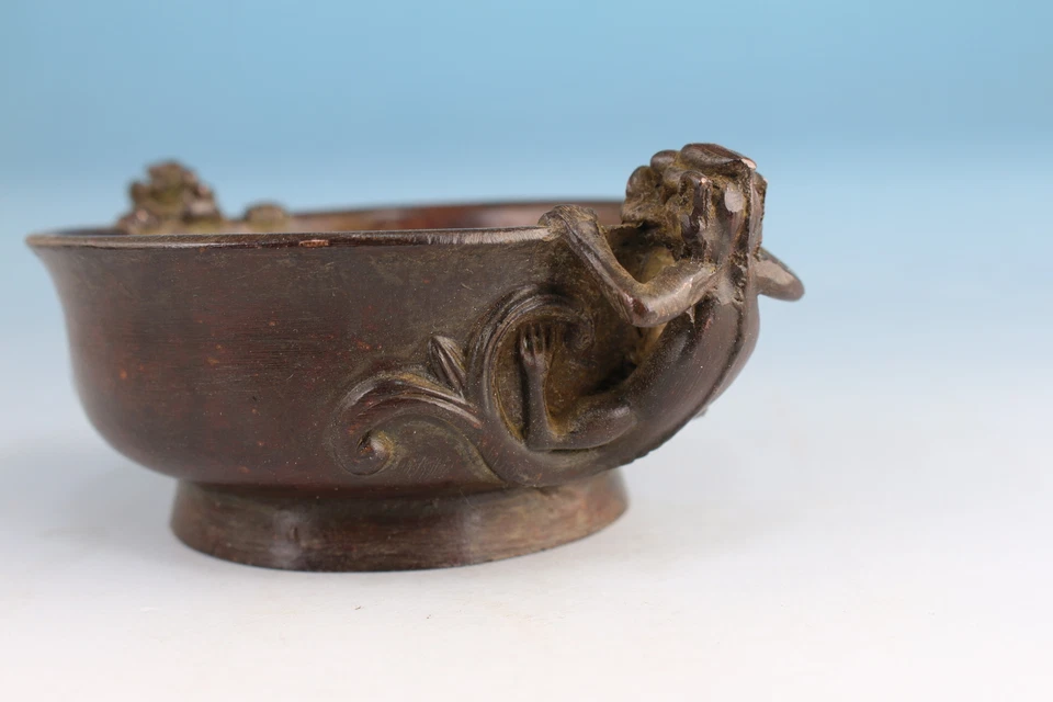 Chinese Bronze dragon Statue Figurine Home Decor incense burner pot Foto 3 de 4