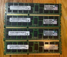 4x HP 647650 8GB DDR3 1333 (PC3L-10600R) DIMM RAM Module MICRON (32GB Total)