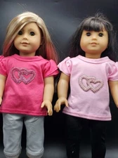 T-Shirt, Separate, Valentine, Beaded Heart 2 Designs, for 18-inch Dolls