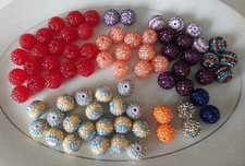 Rhinestone 20mm Bubblegum Beads, Chunky Beads, Acrylic 74 Pcs.  FREE SHIPPING