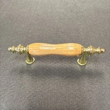 3" Flare Foot Pull Brass With Wooden Insert