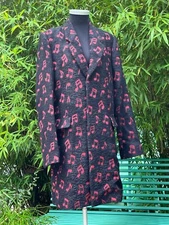 Rare Paul Smith Musical Note Overcoat Wool Alpaca Size Medium with Garment Bag