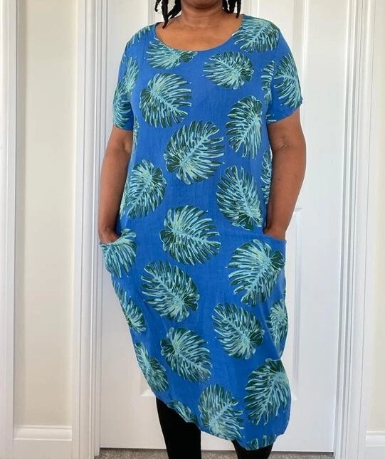 Royal blue print dress top