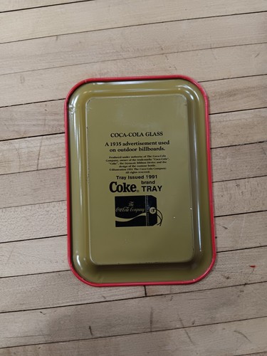 1991 Coca-Cola Tin Tray 1935 Billboard Ad Repro Red 7x5 Fountain Theme - Picture 4 of 4