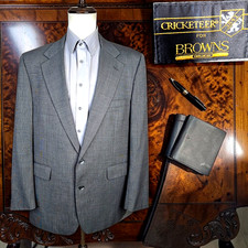 Cricketeer Vintage Blazer Mens 42L Gray Hopsack Single Vented