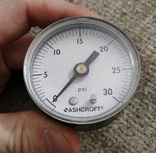 0-30 PSI Ashcroft 595-04 2" Face 1/8" NPT Back Ported Pressure Gauge NOS - Picture 5 of 5
