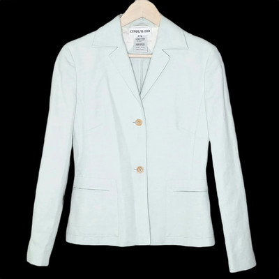 CERRUTI 1881 womens linen blend blazer jacket size 4 pastel green lined solid