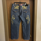 Vintage Clench Mens Y2K Jeans 42w x32 Embroidered Denim Flap Pocket Hip Hop — photo 3