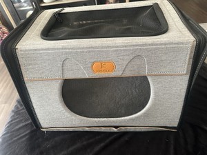 ICREATEX Gray Fabric Cat Carrier Bag for Cats XL
