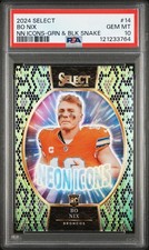 2024 PANINI SELECT NEON ICONS GREEN & BLACK SNAKE #14 BO NIX 2/2 PSA 10