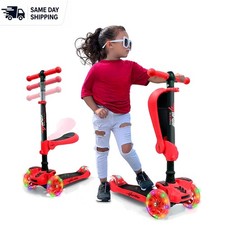 Bright Red 3-Wheeled Scooter for Kids - Lean-to-Steer with Brake Multi-Colors