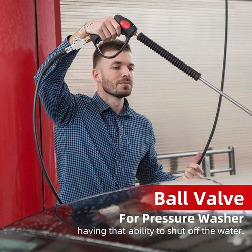 Stainless Steel High Pressure Ball Valve Kit 3/8" NPT Power Washer Sprayer Hose - Foto 10 di 13
